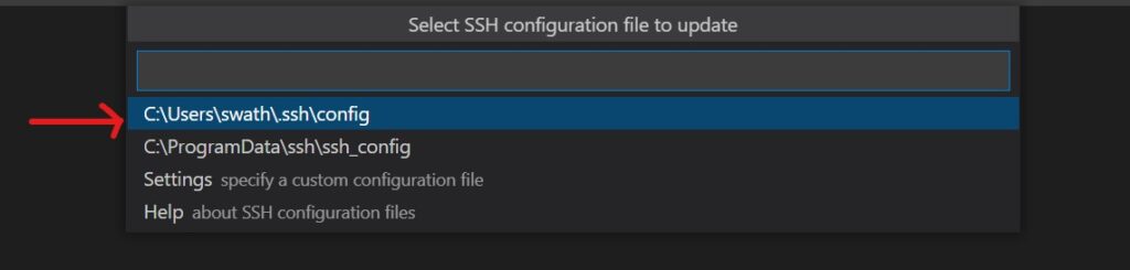 open ssh config file
