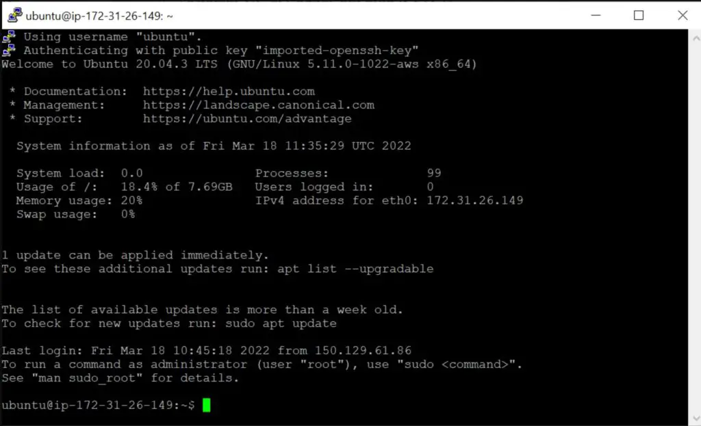 putty step4 - ec2 login