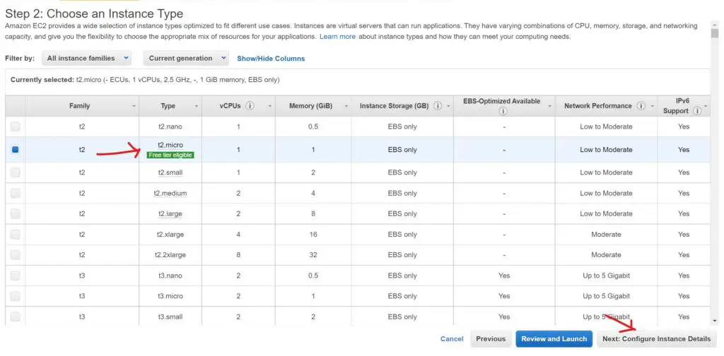 step2-choose instance type