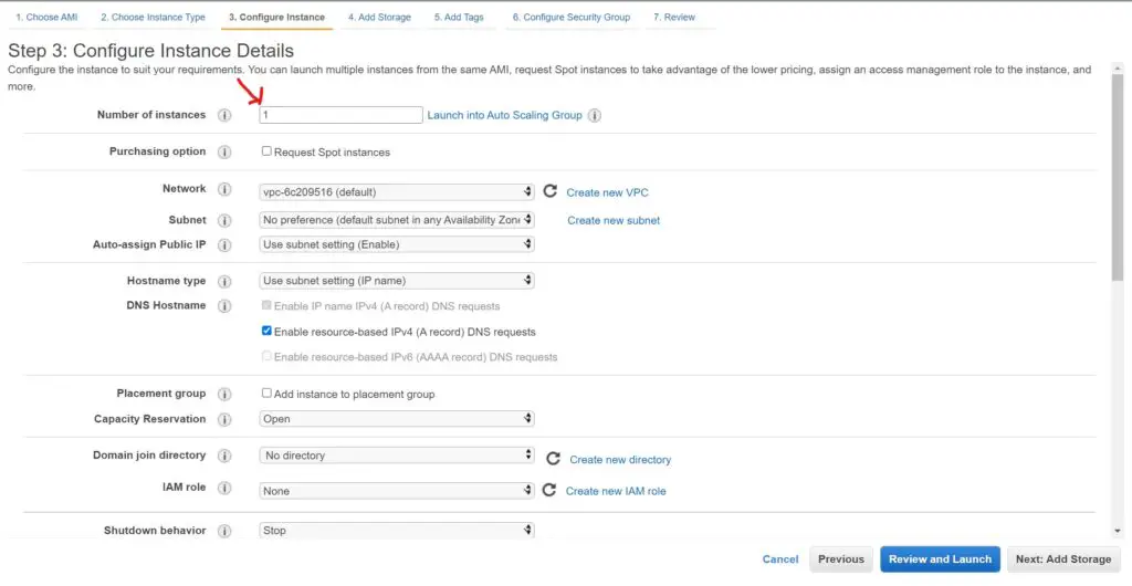 step3 configure instance details